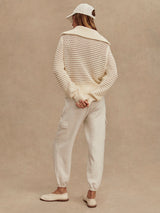 Eloise Full Zip Knit Sweater - Egret-VARLEY-Over the Rainbow