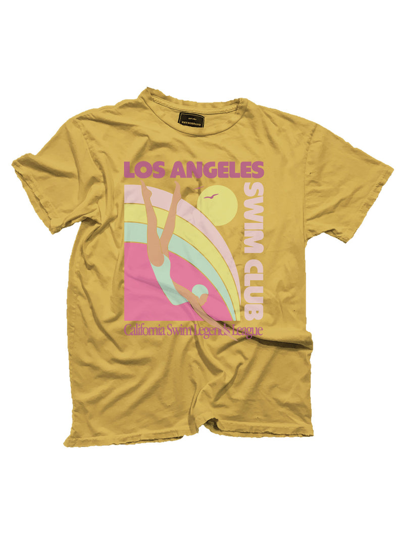 Los Angeles Swim Club Tee - Vintage Gold-Retro Brand Black Label-Over the Rainbow