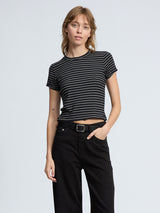 Luca Stripe Rib Baby Tee - Black Multi