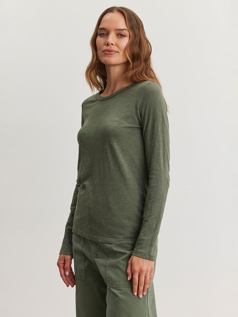 Lizzie Long Sleeve Crew Tee - Marsh-Velvet-Over the Rainbow