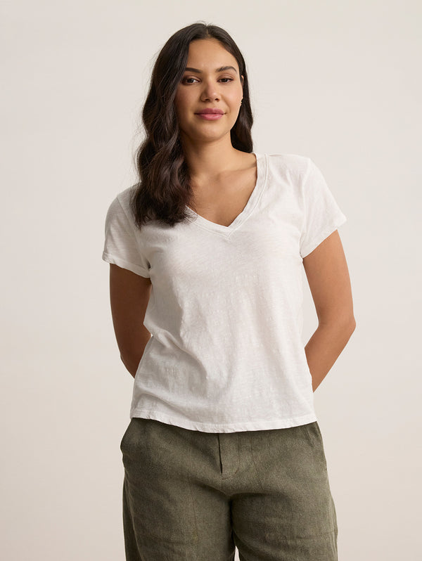 Eli V-Neck Tee - White-Velvet-Over the Rainbow