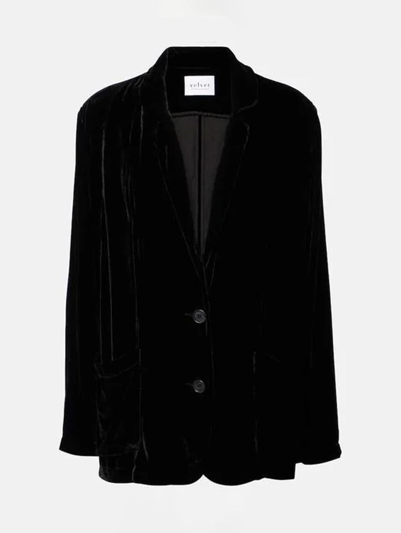 Kyla Velvet Blazer - Black-Velvet-Over the Rainbow