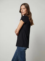 Kira Short Sleeve Scoop Tee - Black-Velvet-Over the Rainbow