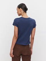 Marie Originals Round Neck Short Sleeve - Bluechip-Velvet-Over the Rainbow