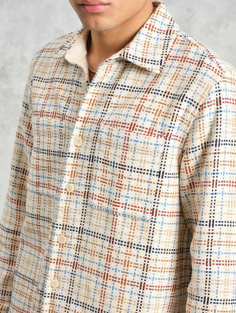 Whiting Overshirt - Ecru/Multi-Wax London-Over the Rainbow