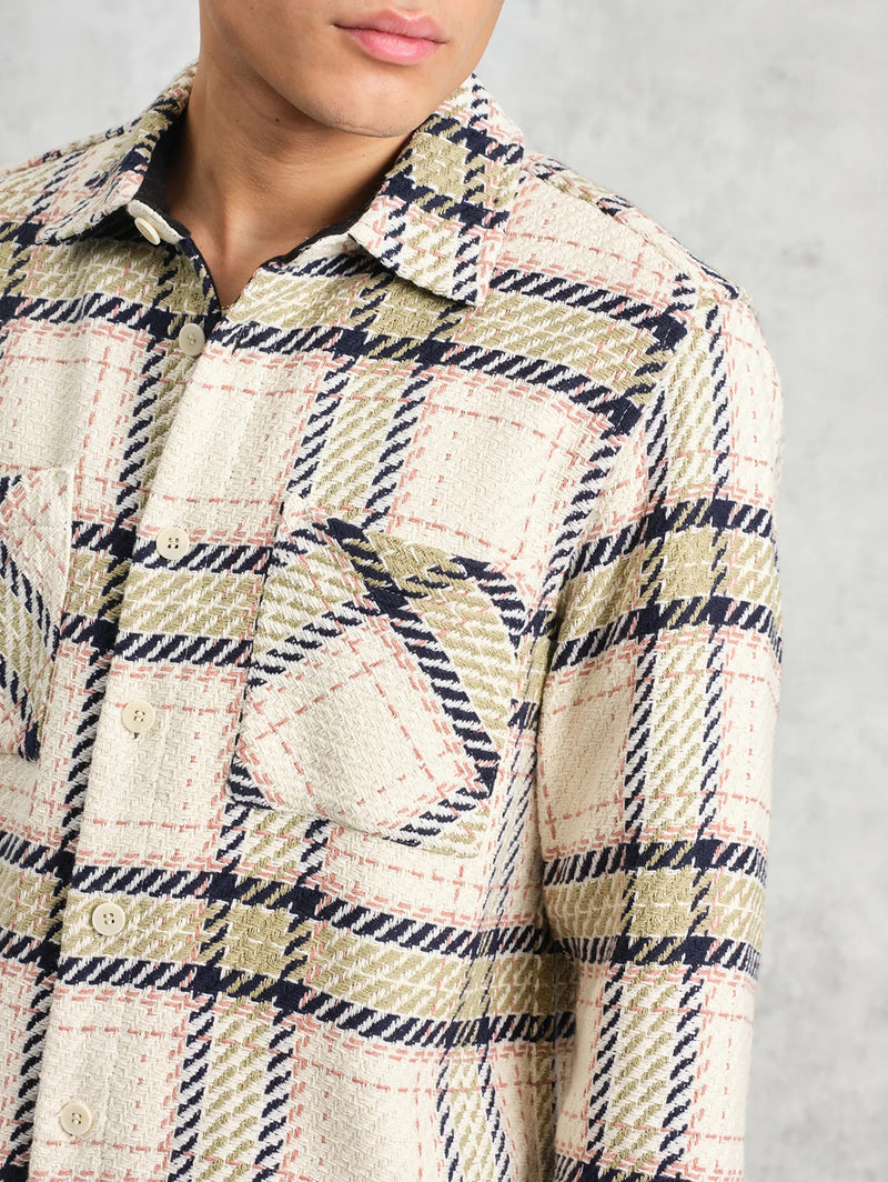 Whiting Overshirt - Ecru + Sage Harp Check-Wax London-Over the Rainbow