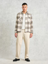 Whiting Overshirt - Ecru + Sage Harp Check-Wax London-Over the Rainbow