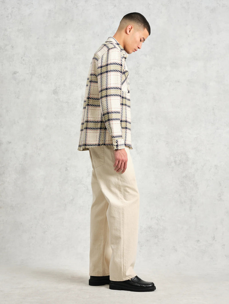 Whiting Overshirt - Ecru + Sage Harp Check-Wax London-Over the Rainbow