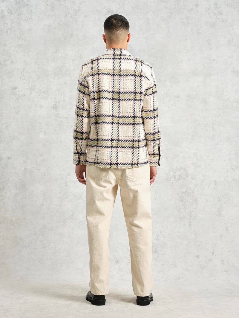 Whiting Overshirt - Ecru + Sage Harp Check-Wax London-Over the Rainbow