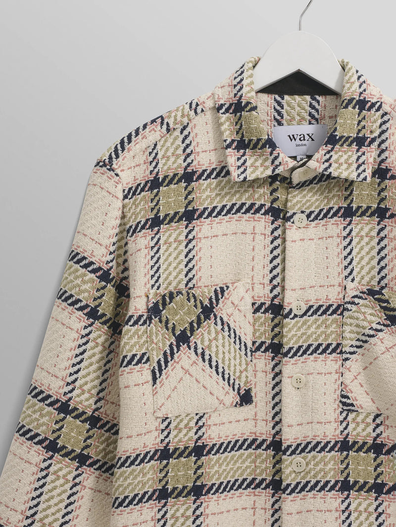 Whiting Overshirt - Ecru + Sage Harp Check-Wax London-Over the Rainbow