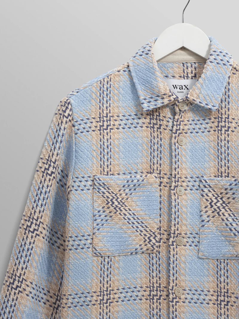 Whiting Overshirt - Pale Blue Earl Check-Wax London-Over the Rainbow