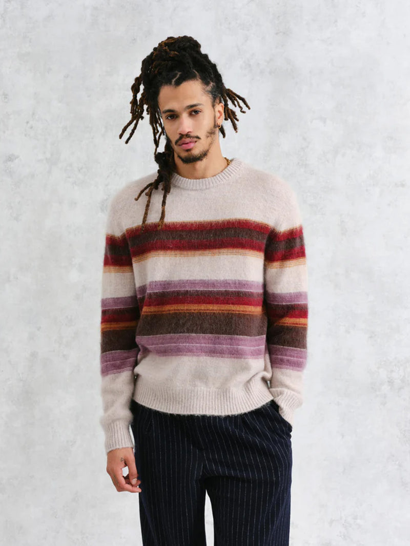 Wilde Crew - Oatmeal/Multi Brush Stripe-Wax London-Over the Rainbow