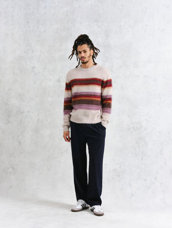 Wilde Crew - Oatmeal/Multi Brush Stripe-Wax London-Over the Rainbow