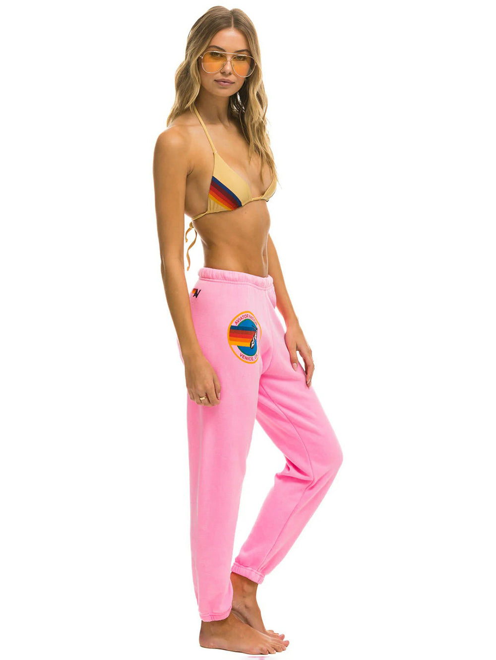 AVIATOR NATION Aviator Nation Logo Sweatpants Neon Pink Over The Rainbow Canada Over the Rainbow