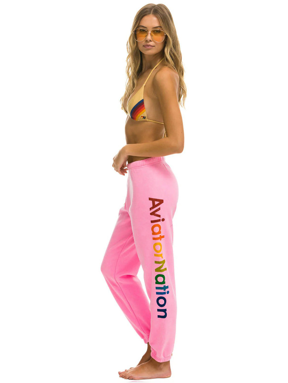 AVIATOR NATION Aviator Nation Logo Sweatpants Neon Pink Over The Rainbow Canada Over the Rainbow