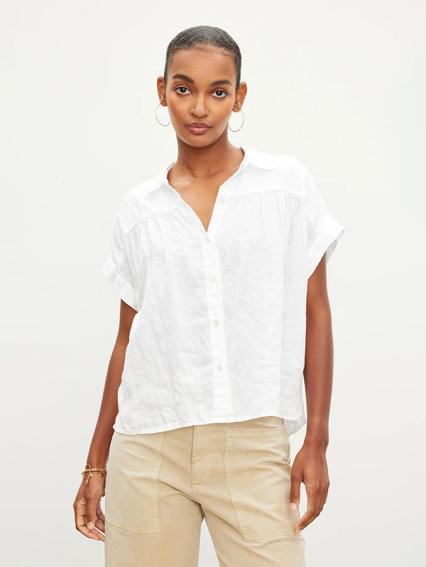 Aria Linen Shirt - White-Velvet-Over the Rainbow