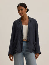 Iman Linen Blazer - Shadow-Velvet-Over the Rainbow