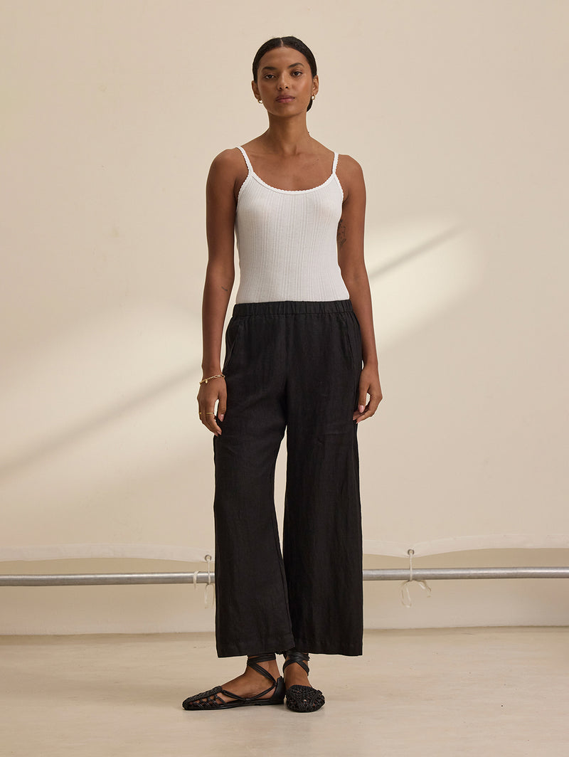 Lola Linen Pant - Black-Velvet-Over the Rainbow