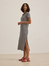 Khan Stripe Dress - Navy-Velvet-Over the Rainbow