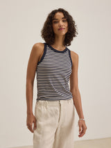 Lua Stripe Tank Top - Navy-Velvet-Over the Rainbow