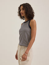 Lua Stripe Tank Top - Navy-Velvet-Over the Rainbow