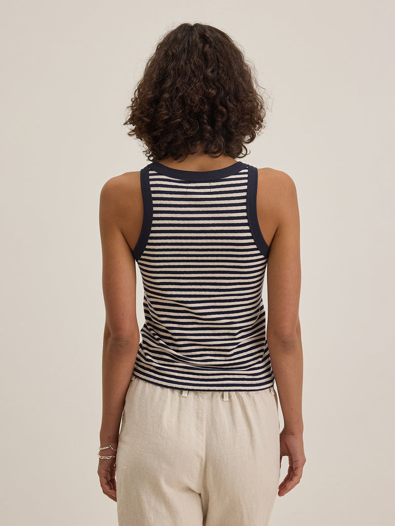 Lua Stripe Tank Top - Navy-Velvet-Over the Rainbow